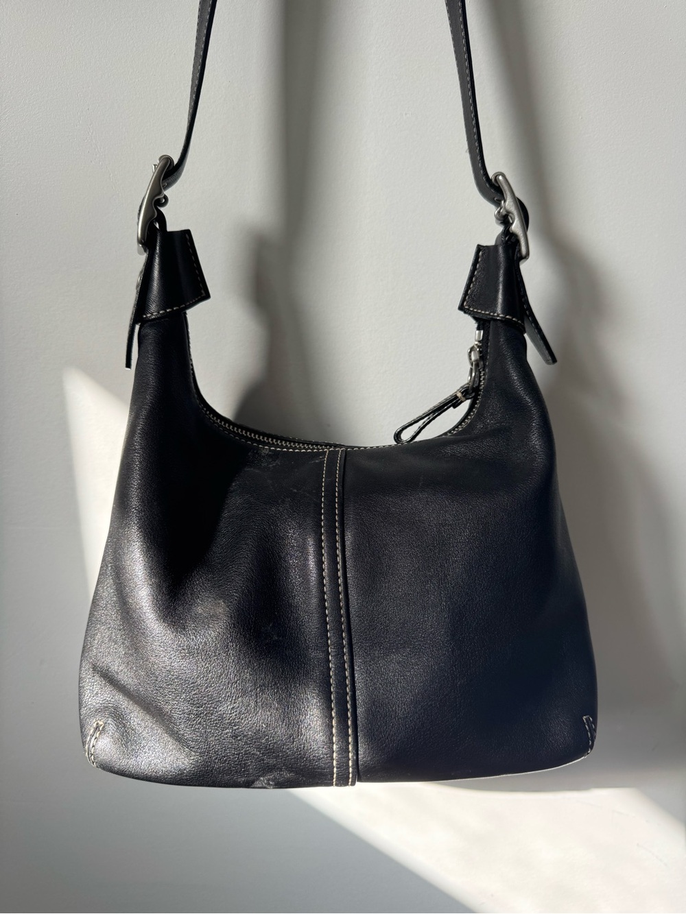 Coach Legacy Black Leather Convertible Crossbody Shoulder Hobo Bag 9566